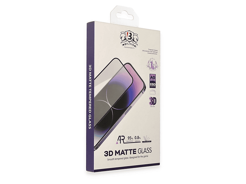NEWFACE iPhone 15 Pro Max Uyumlu Bilvis 3D Mat Cam Ekran Koruyucu