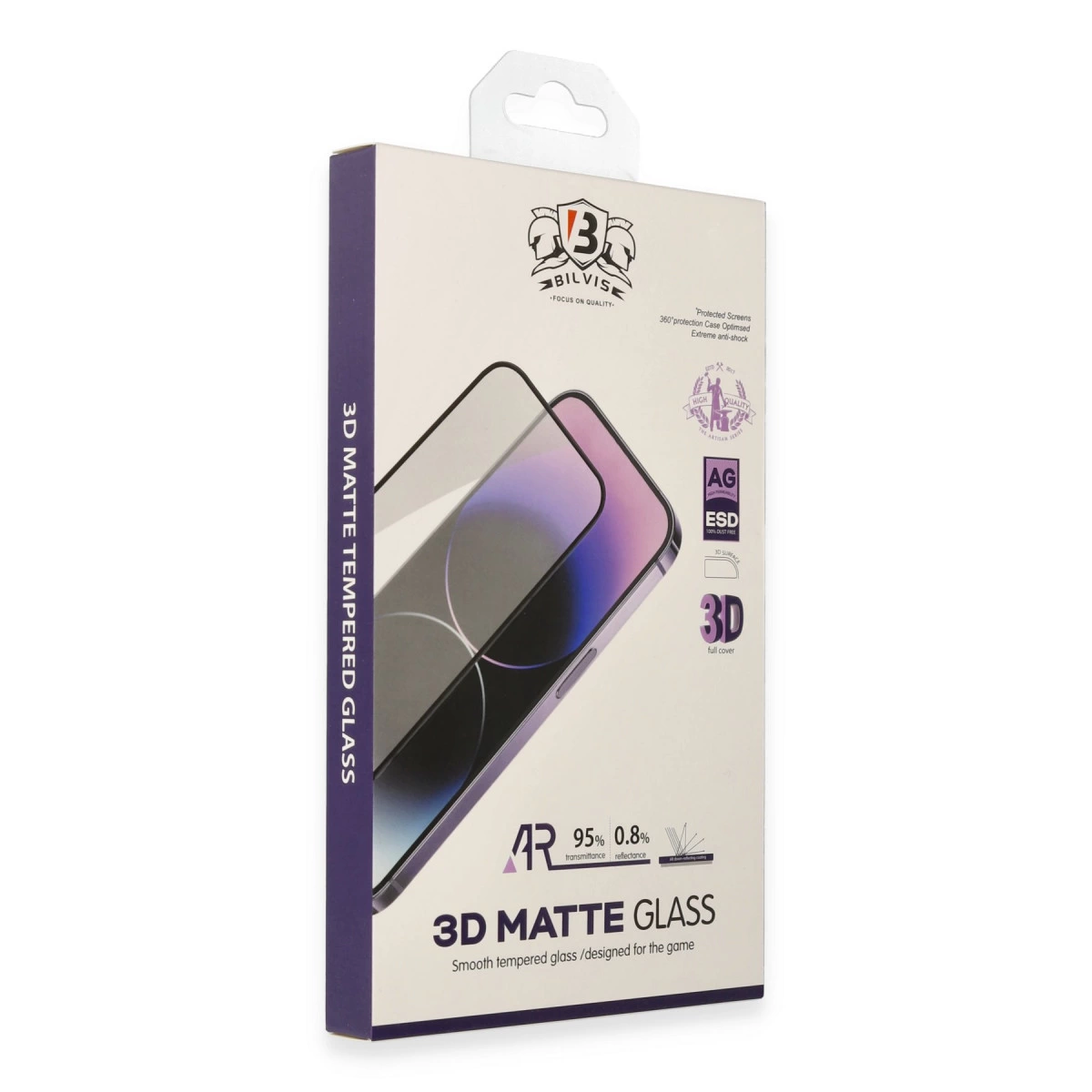 NEWFACE iPhone 15 Pro Max Uyumlu Bilvis 3D Mat Cam Ekran Koruyucu