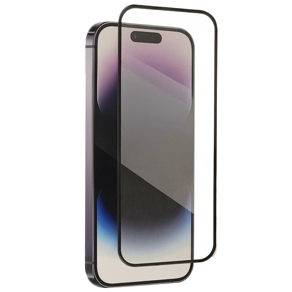 Siyah ekran koruyucu bir akıllı telefon ekranına yerleştirilmiştir.