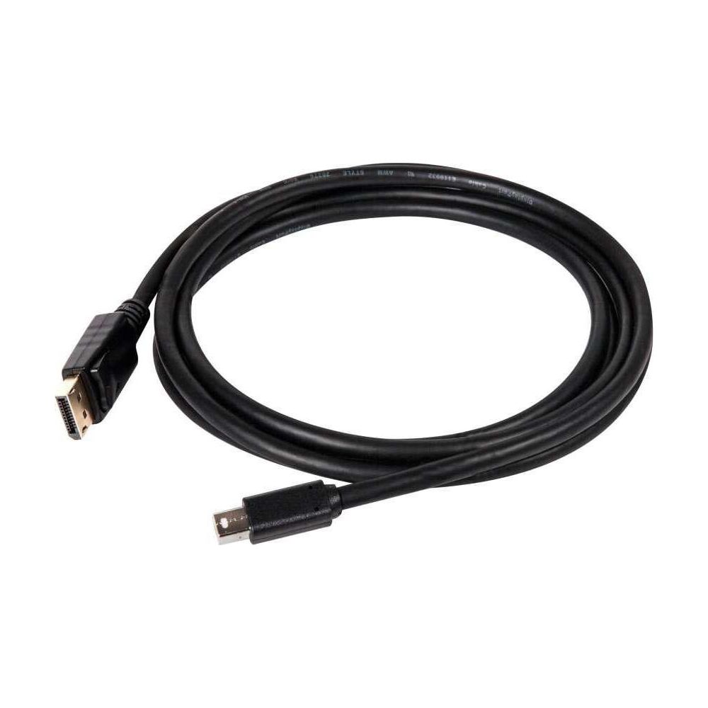 Un câble HDMI noir avec deux connecteurs sur fond blanc.