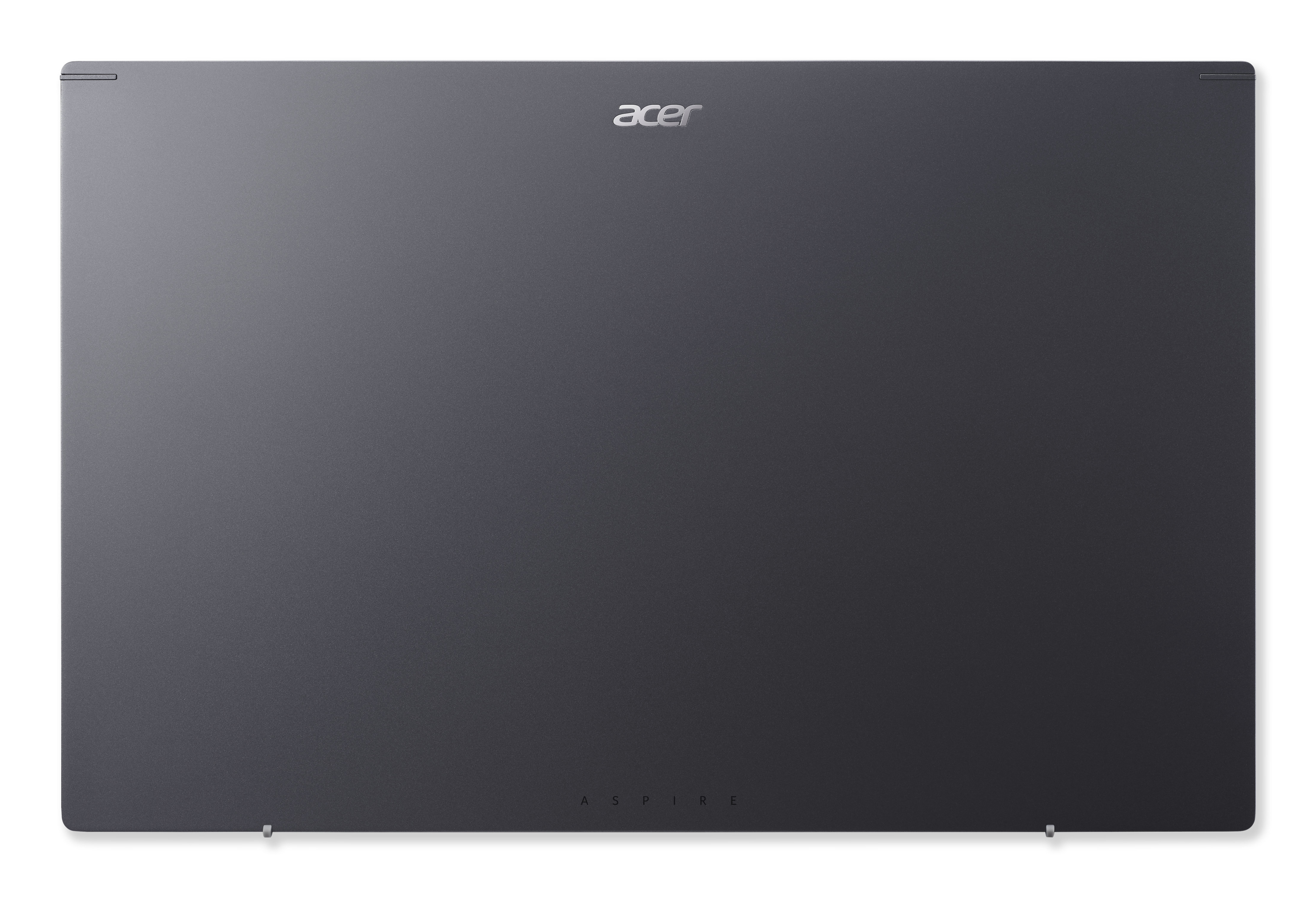 Ciemnoszary laptop Acer Aspire z gładkim wykończeniem i srebrnym logo.