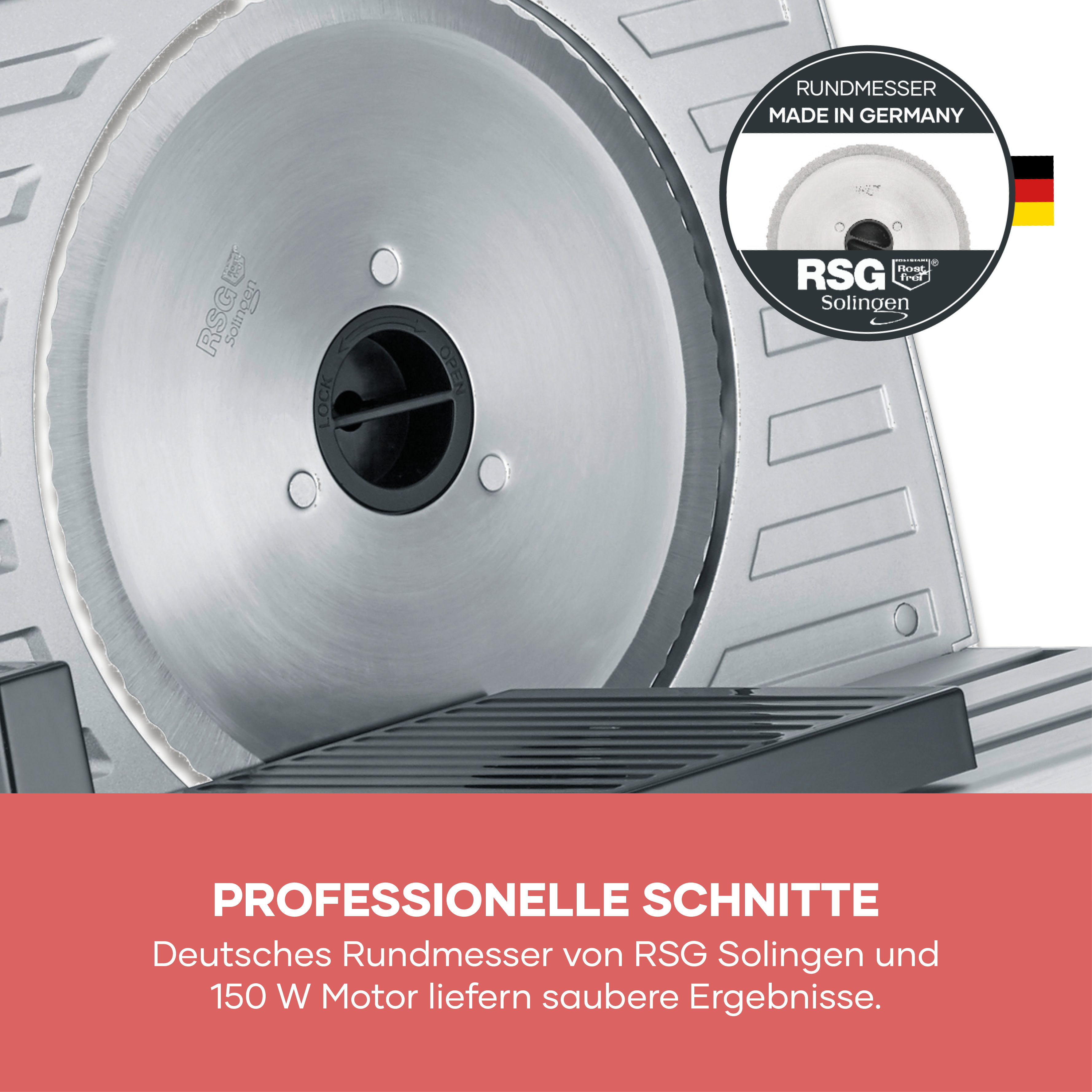 Detailansicht eines deutschen Rundmessers von RSG Solingen mit gezackter Klinge.