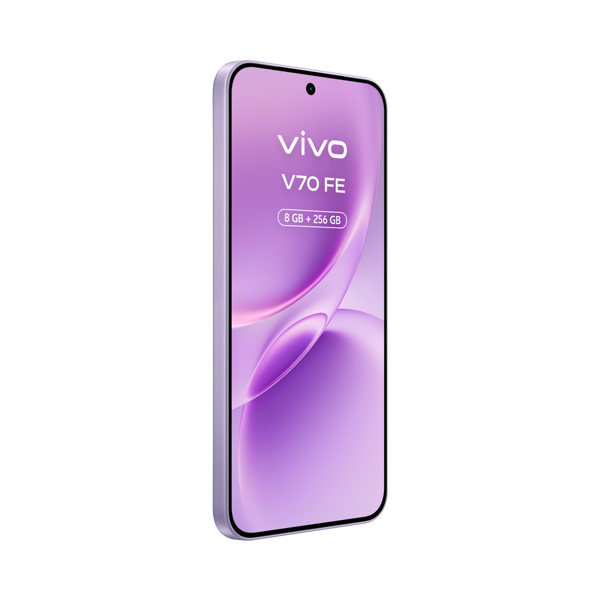 Fioletowy smartfon Vivo V70 FE z pamięcią 8 GB + 256 GB.