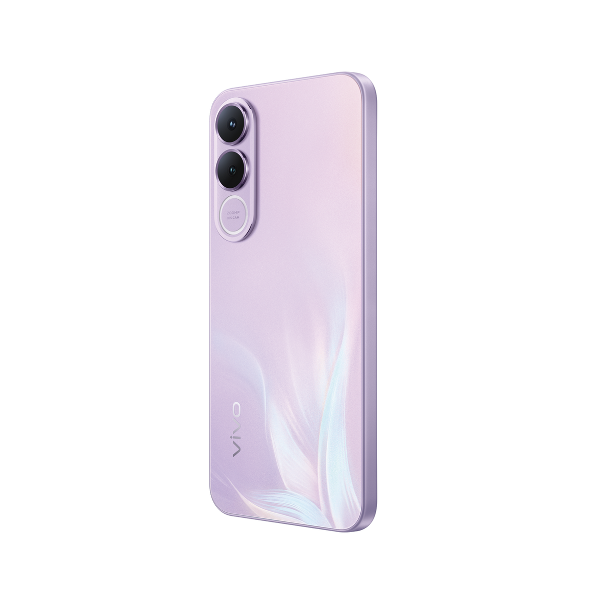 Fioletowy smartfon z trzema aparatami z tyłu. Logo Vivo na dole.