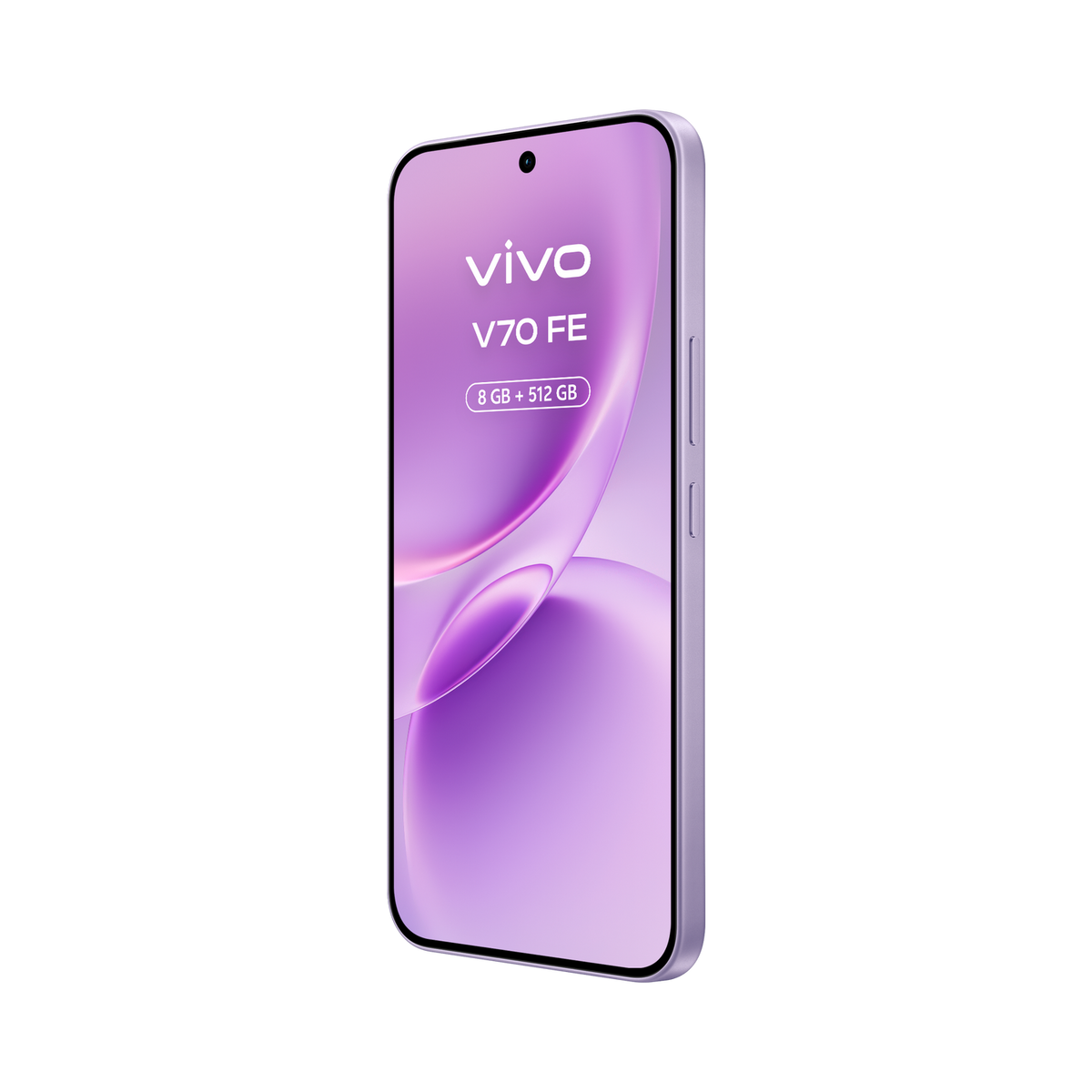 Fioletowy smartfon Vivo V70 FE z pamięcią 8 GB + 512 GB.