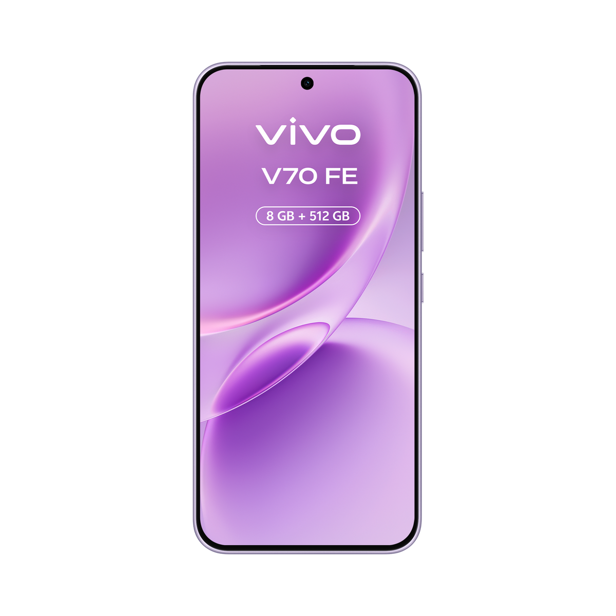 Fioletowy smartfon Vivo V70 FE z pamięcią 8 GB + 512 GB.