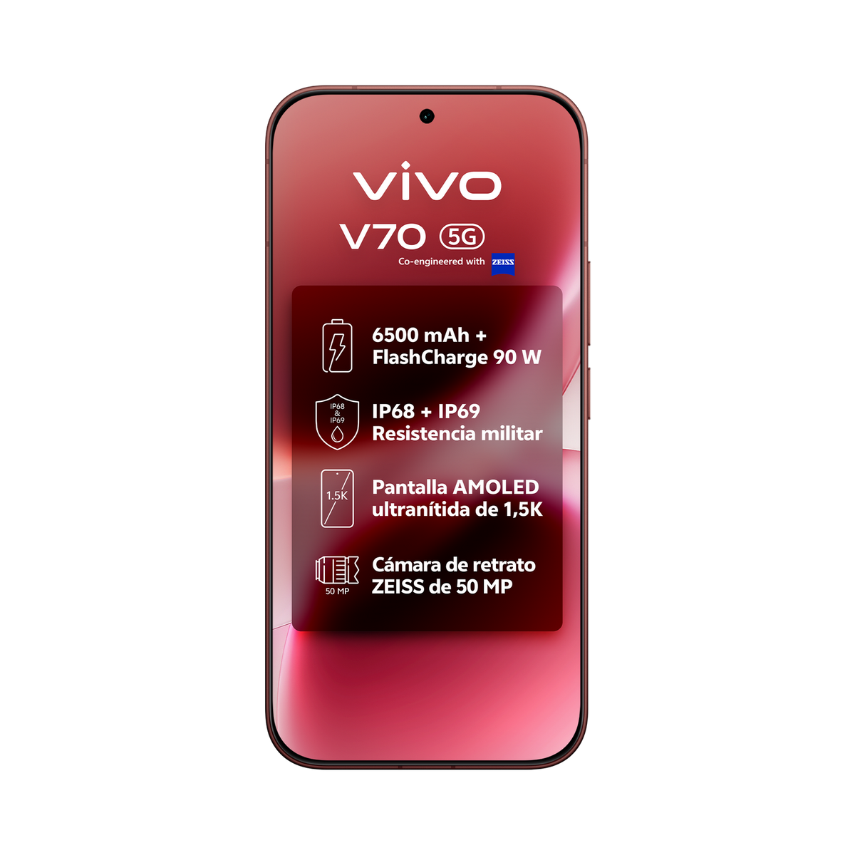 Telefon Vivo V70 5G z baterią 6500 mAh, FlashCharge 90W, IP68/IP69, wyświetlacz AMOLED 1,5K, aparat ZEISS 50MP.