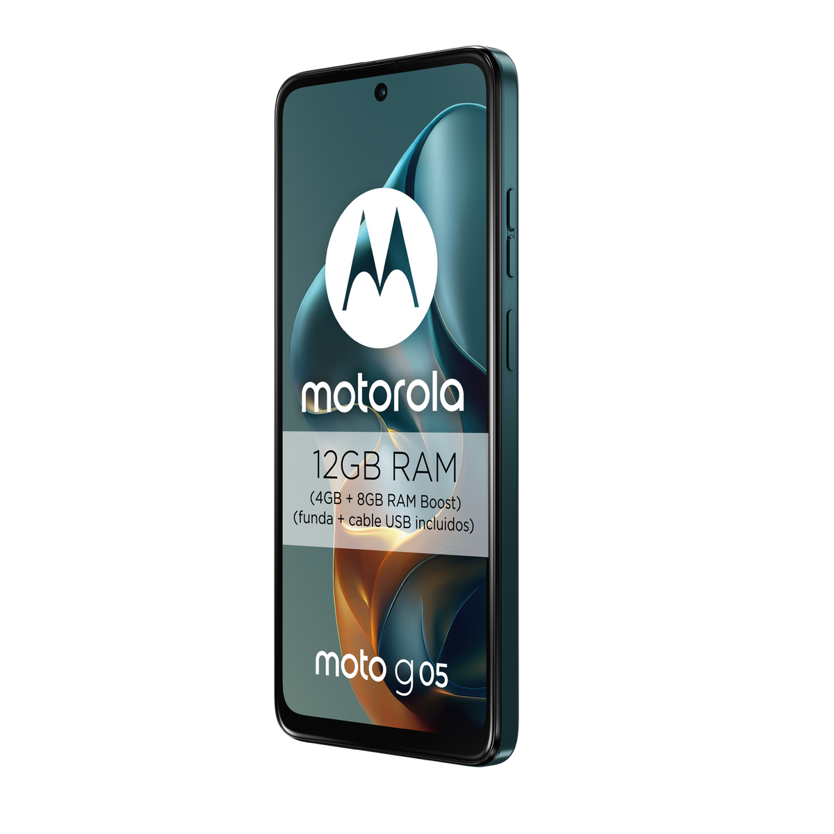 Smartfon Motorola Moto G05 z 12 GB RAM i logo Motorola.