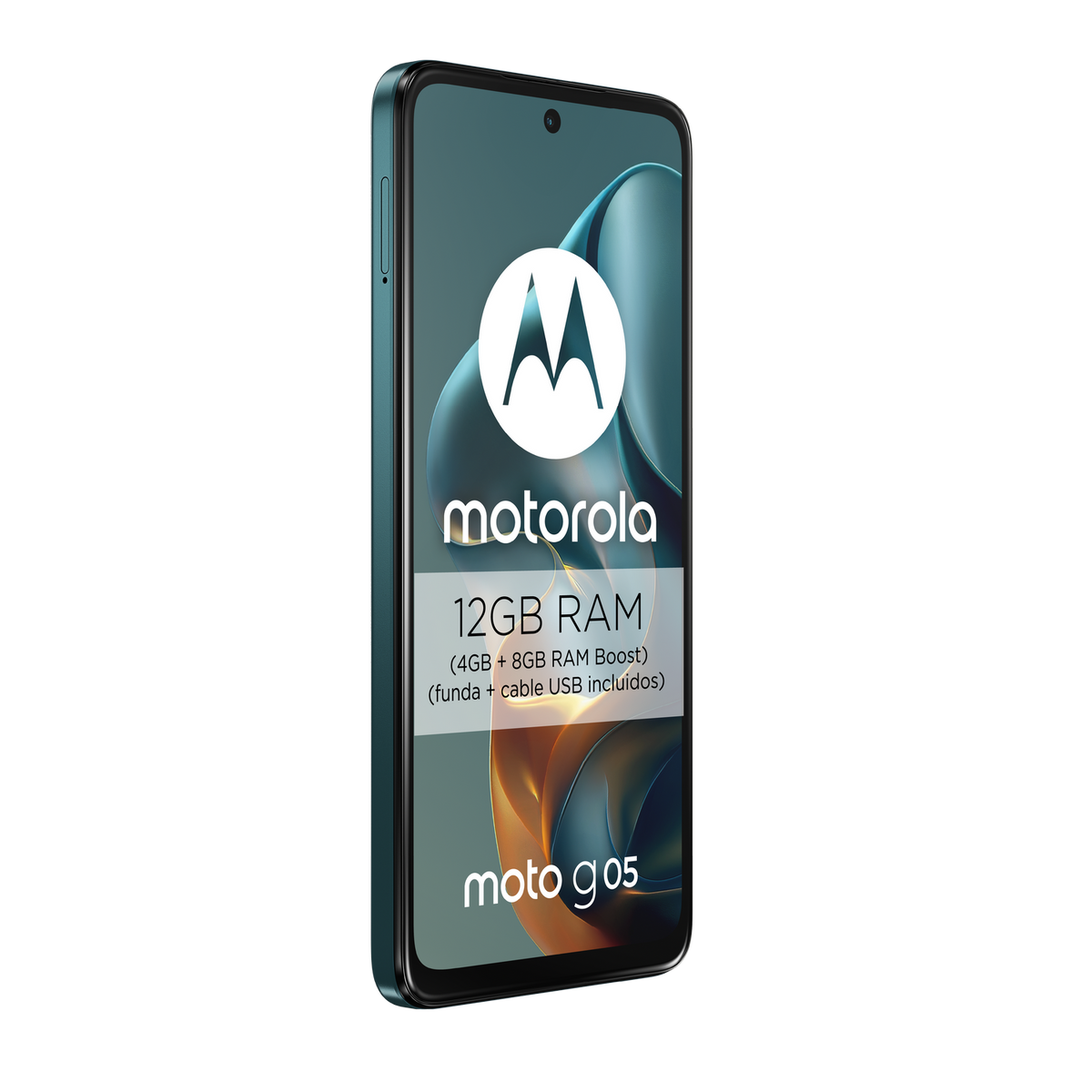 Wyświetlono zielony smartfon Motorola Moto G05 z 12 GB pamięci RAM.