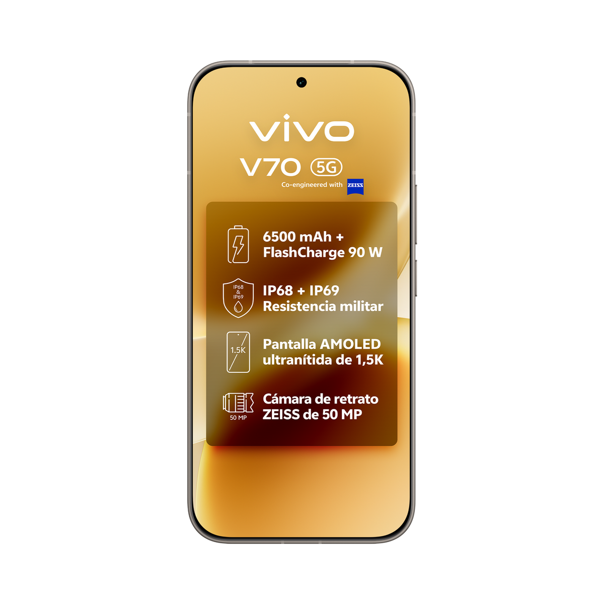Telefon Vivo V70 5G z baterią 6500mAh, szybkim ładowaniem 90W, IP68/IP69, ekranem AMOLED 1.5K.