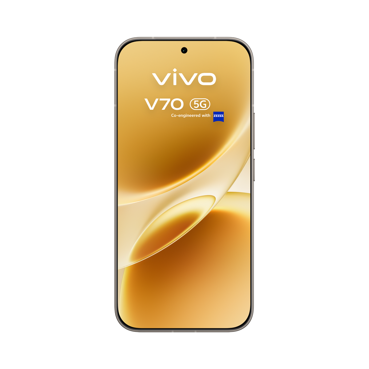 Stylowy, złoty smartfon z napisem Vivo V70 5G.