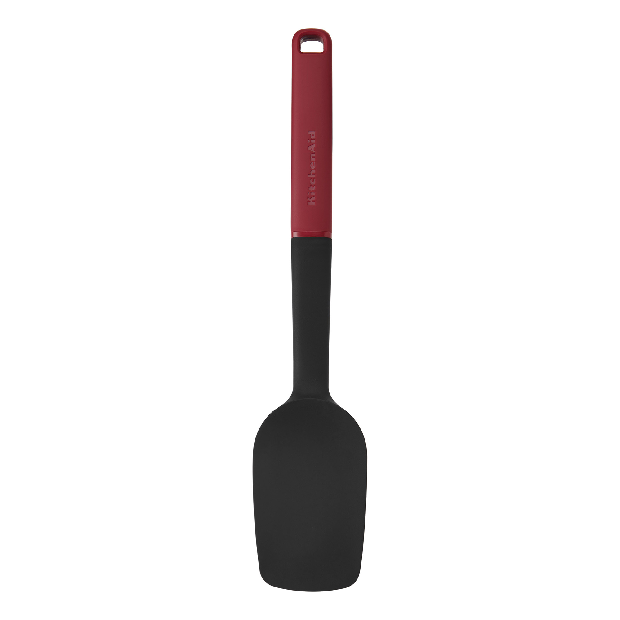 Schwarzer Spatel mit rotem Griff und KitchenAid-Logo.