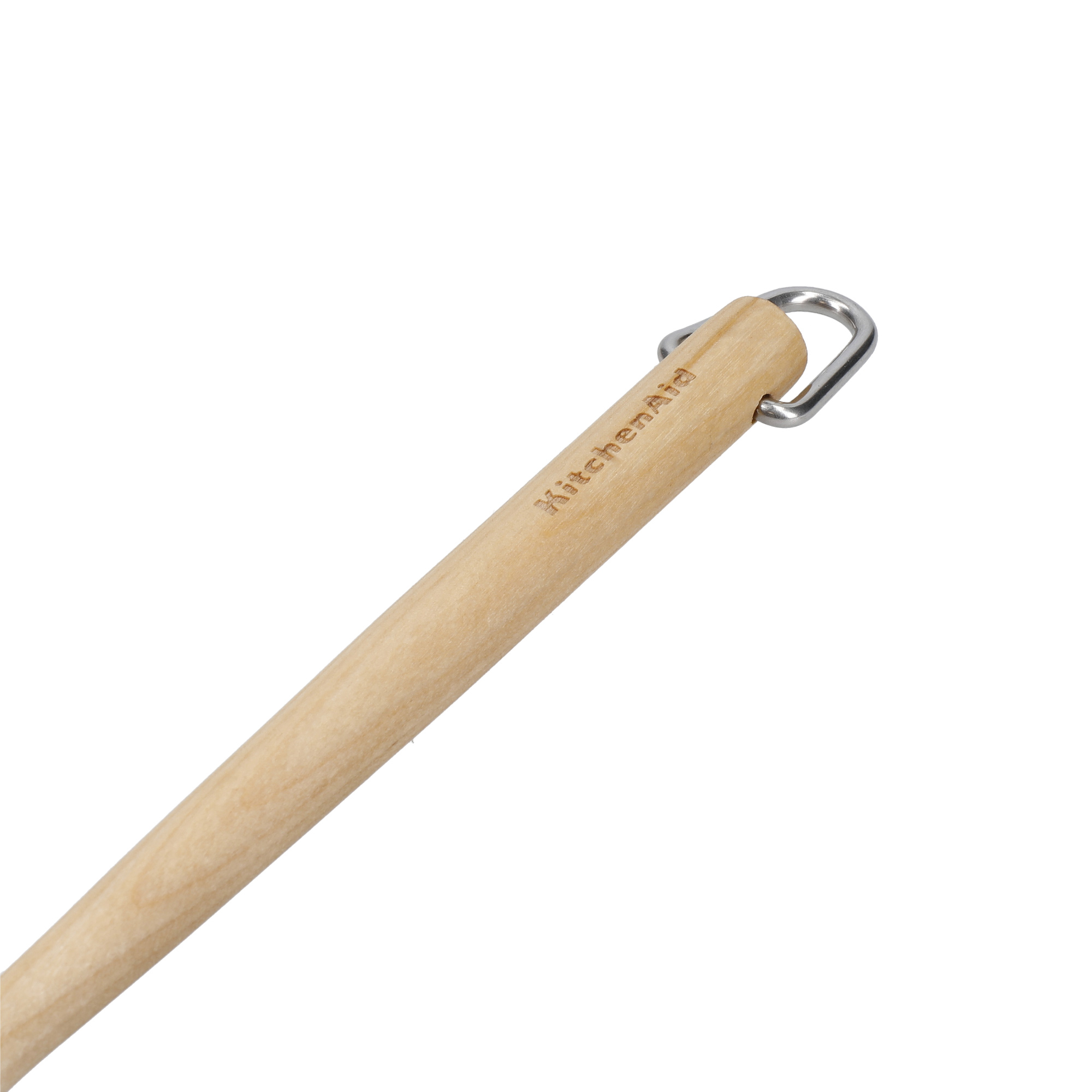 Holzgriff mit KitchenAid-Logo und Metallring.