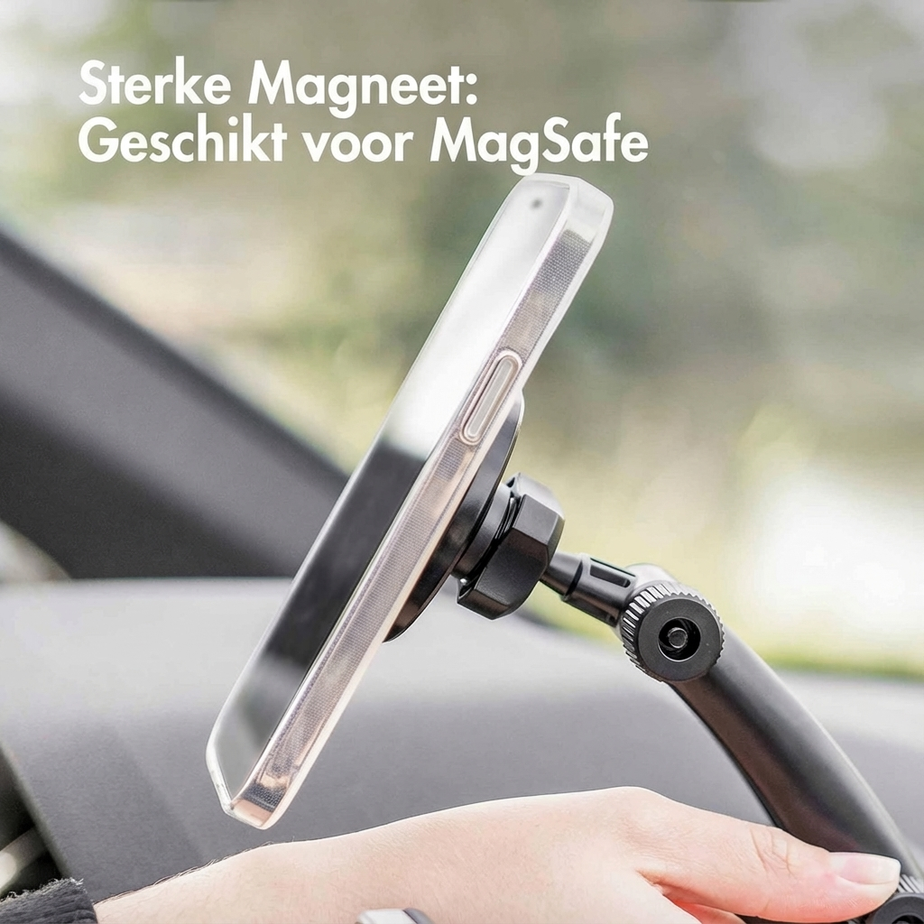 Support de téléphone avec aimant puissant pour MagSafe, fixé sur le tableau de bord.