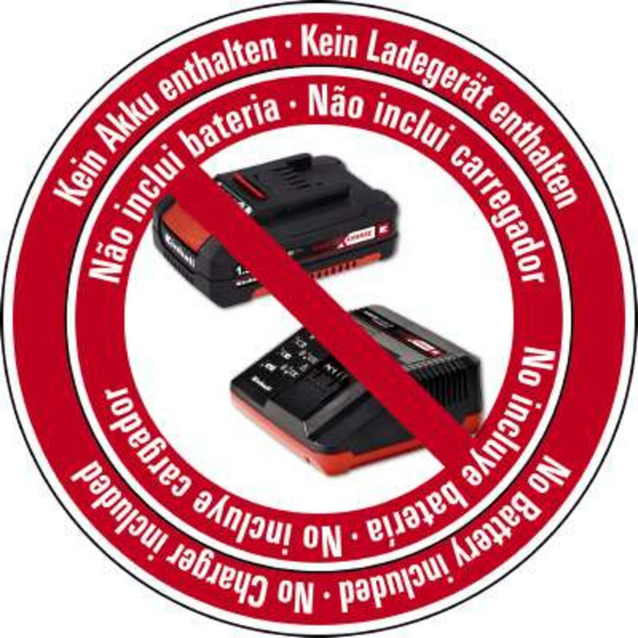 Zwei schwarze Akkupacks und Ladegeräte, durchgestrichen.