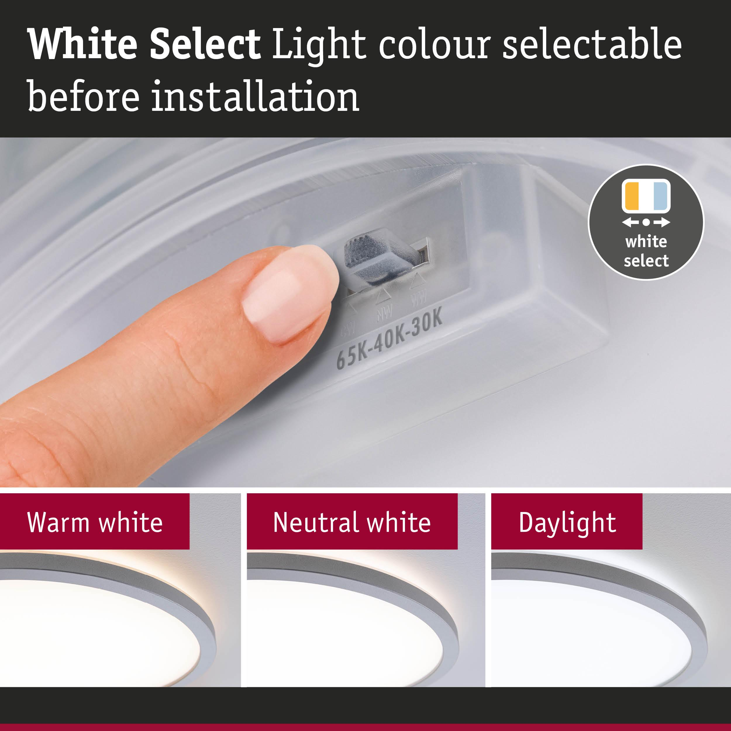 Zbliżenie palca regulującego przełącznik lampy w celu wyboru temperatury barwowej.