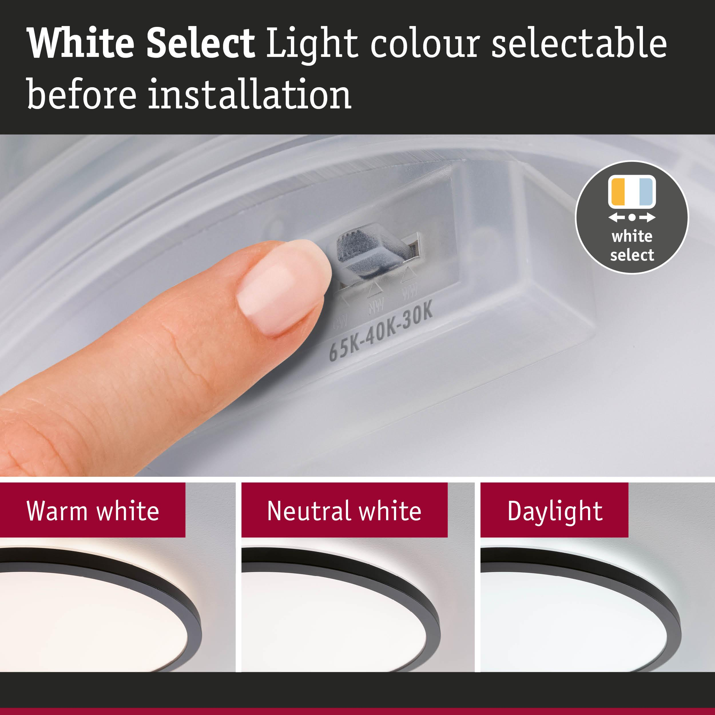 Palec ustawia przełącznik do wyboru koloru światła oprawy.