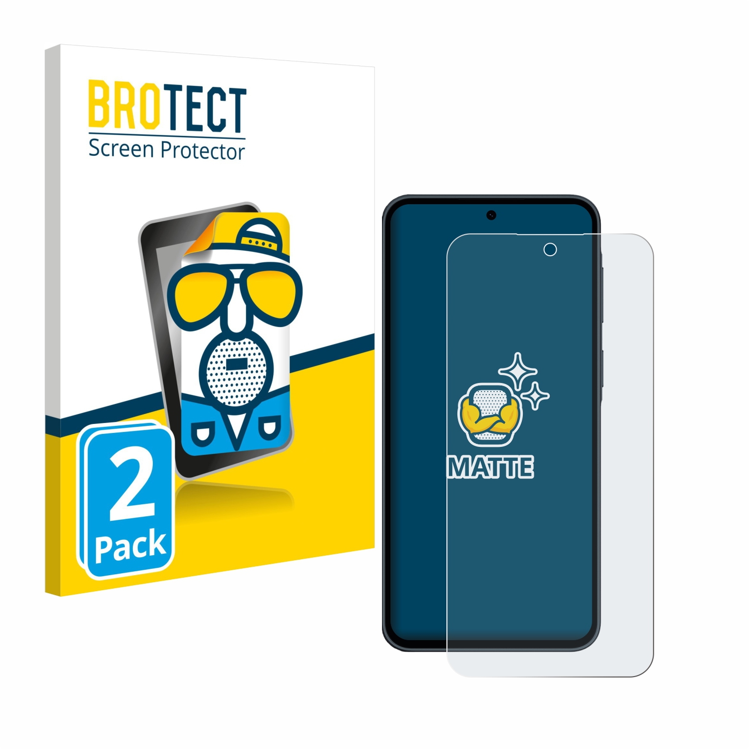 Verpackung für BROTECT Displayschutzfolie, 2er Pack, mit Handy und Cartoon-Figur.
