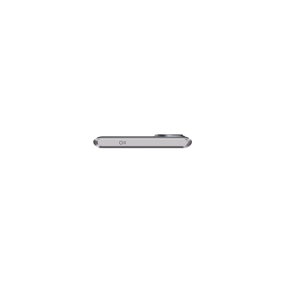İki şarj bağlantı noktasına sahip gümüş telefonun yan tarafının yakın çekimi.