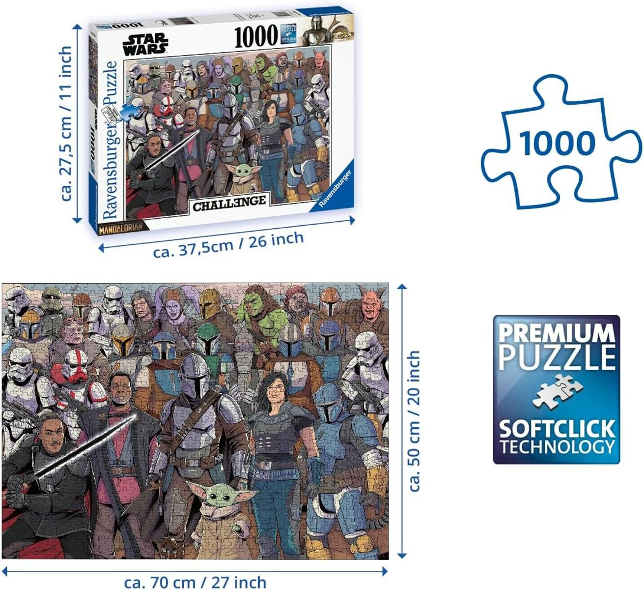 Postacie Star Wars The Mandalorian, puzzle Ravensburger 1000 elementów.