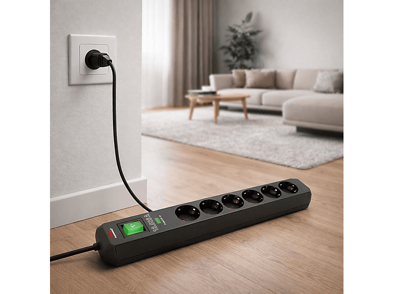 BRENNENSTUHL Eco Line Serisi 6 Soketli 13.500A Akım Koruyucu Priz