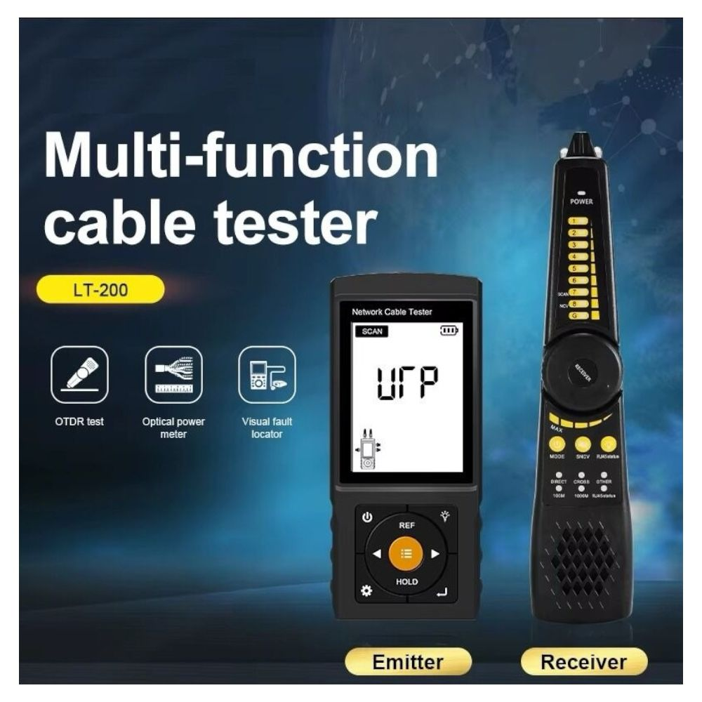 Verici ve alıcı üniteli çok fonksiyonlu kablo test cihazı.