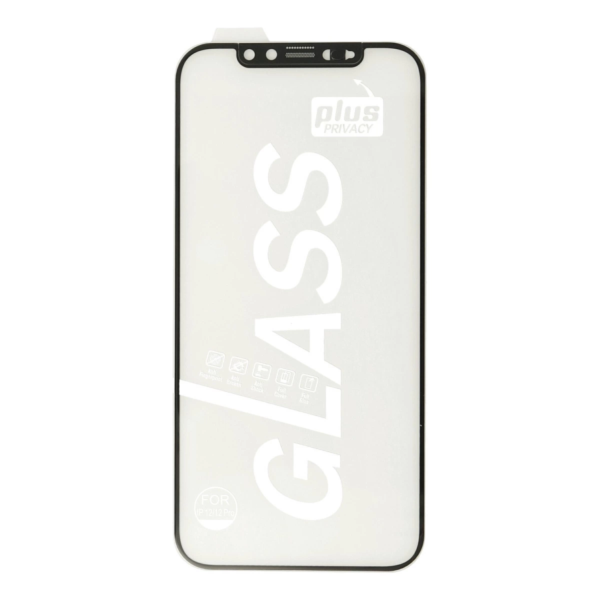 iPhone 12/12 Pro için gizlilik camı ekran koruyucu. Beyaz yazı.