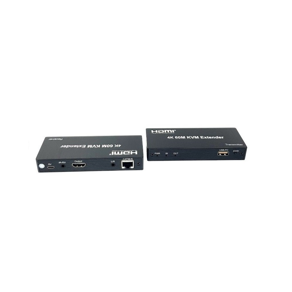 İki HDMI 4K 60M KVM Uzatıcı. Bir alıcı ve bir verici.
