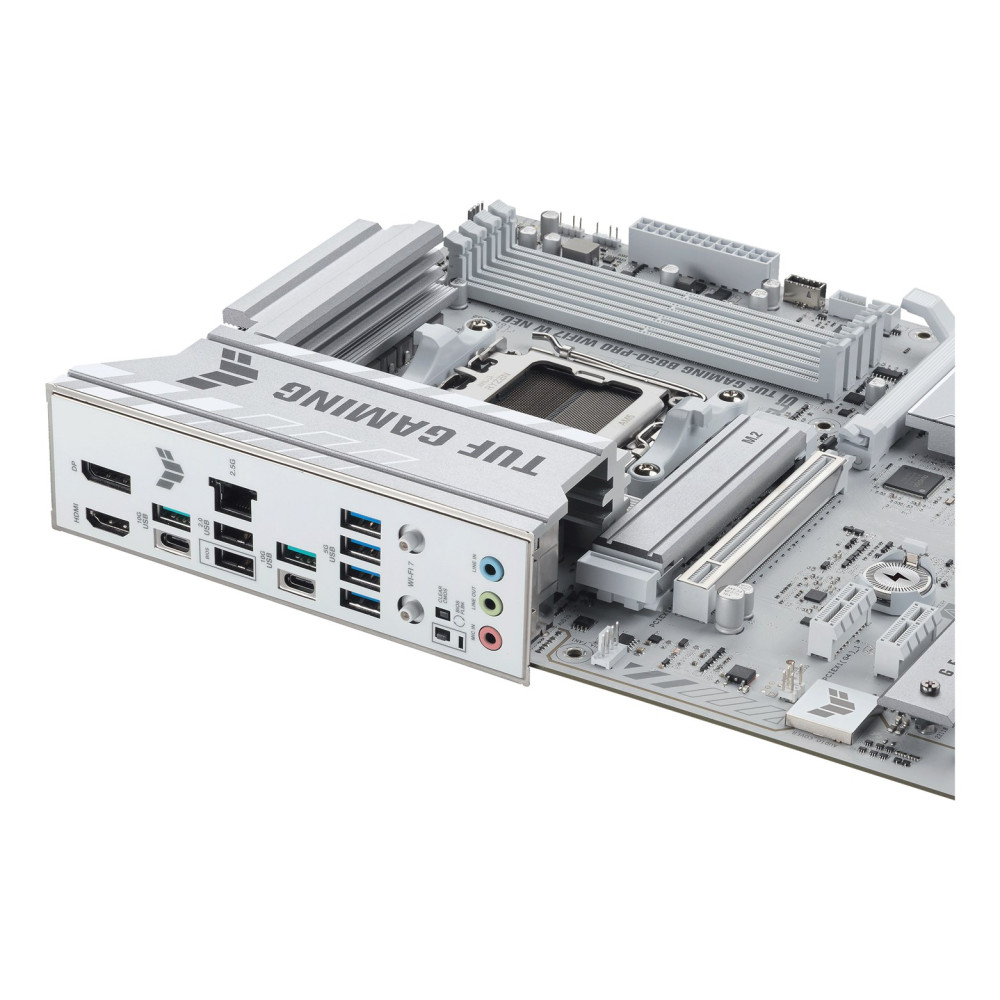 Biała płyta główna z srebrnymi radiatorami i 