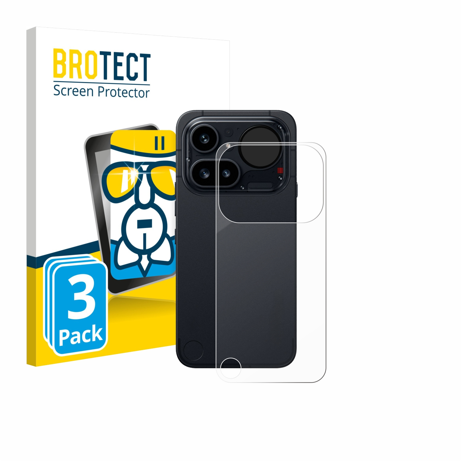 Packung BROTECT Displayschutzfolien für ein Smartphone mit Kameras.