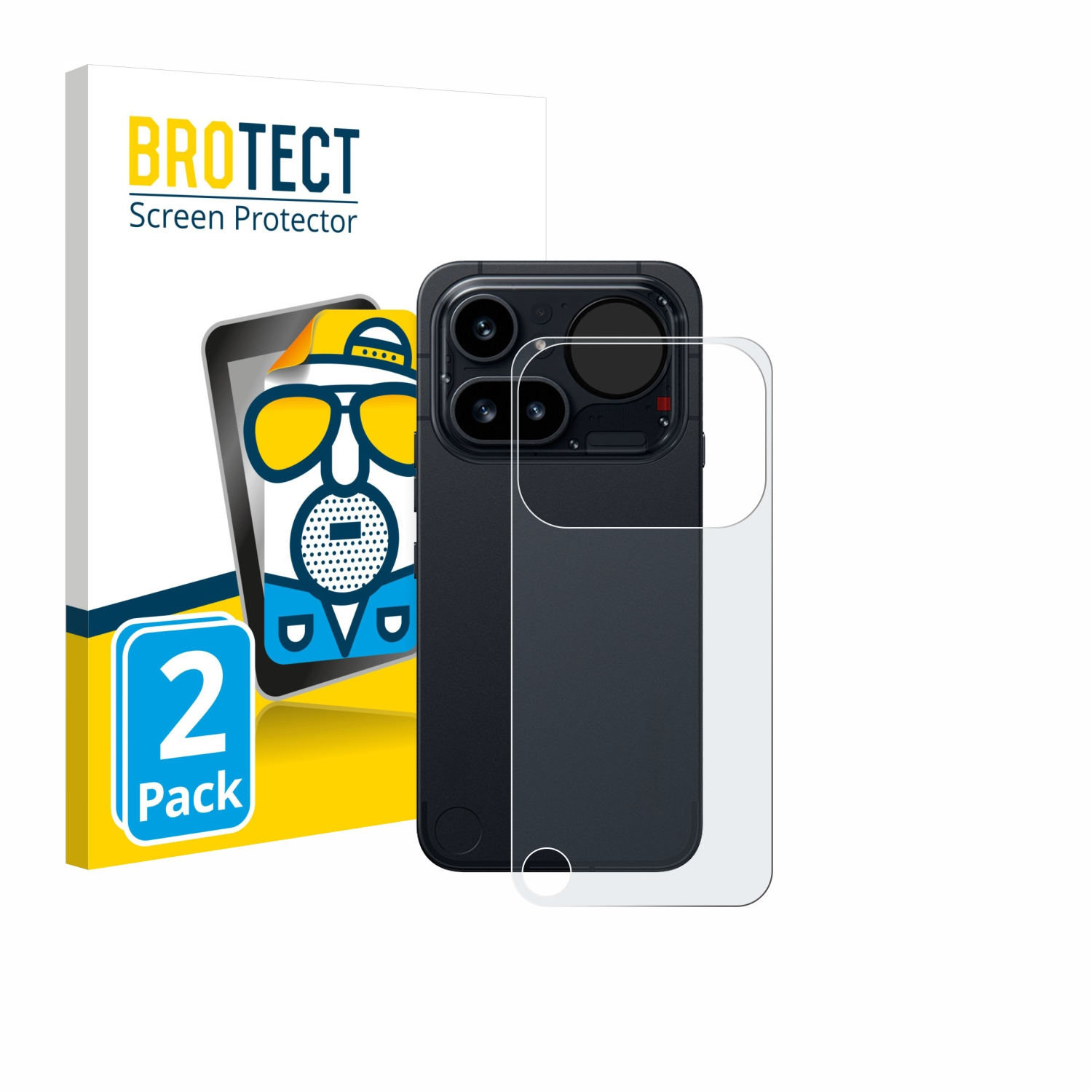 Brotect Displayschutzfolie 2er Pack für dunkles Handy mit Kameraschutz.