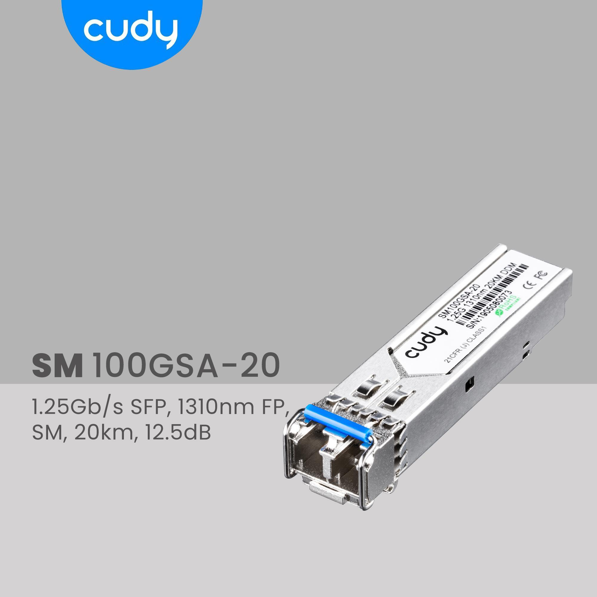 Cudy SM 100GSA-20 SFP modülü mavi sekme ile, 1,25 Gb/s, 1310nm.