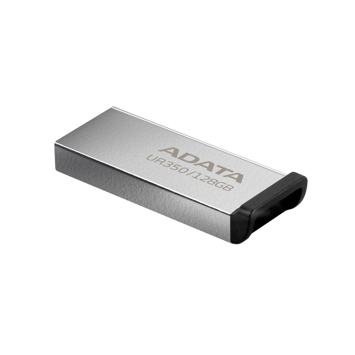 Chiavetta USB ADATA UR350/128GB argento con cappuccio nero.