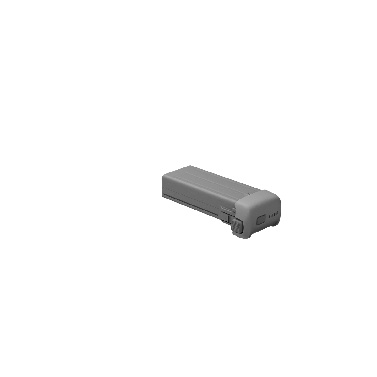 Batteria grigia per drone con quattro indicatori LED.