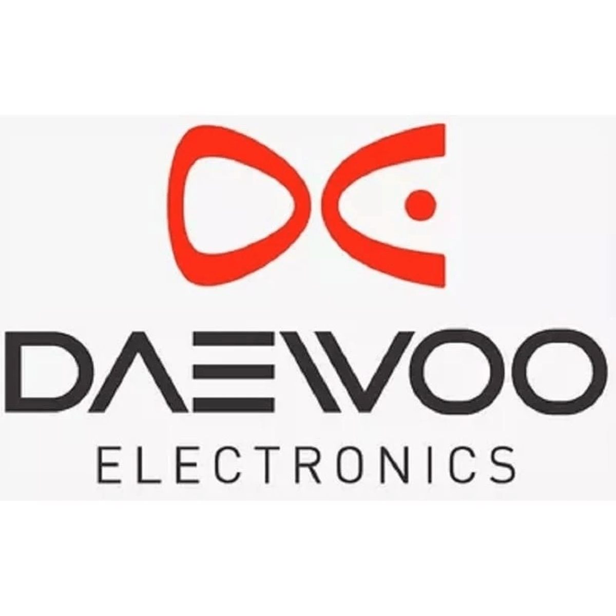 Logotipo de Daewoo Electronics: Símbolo rojo sobre texto negro.