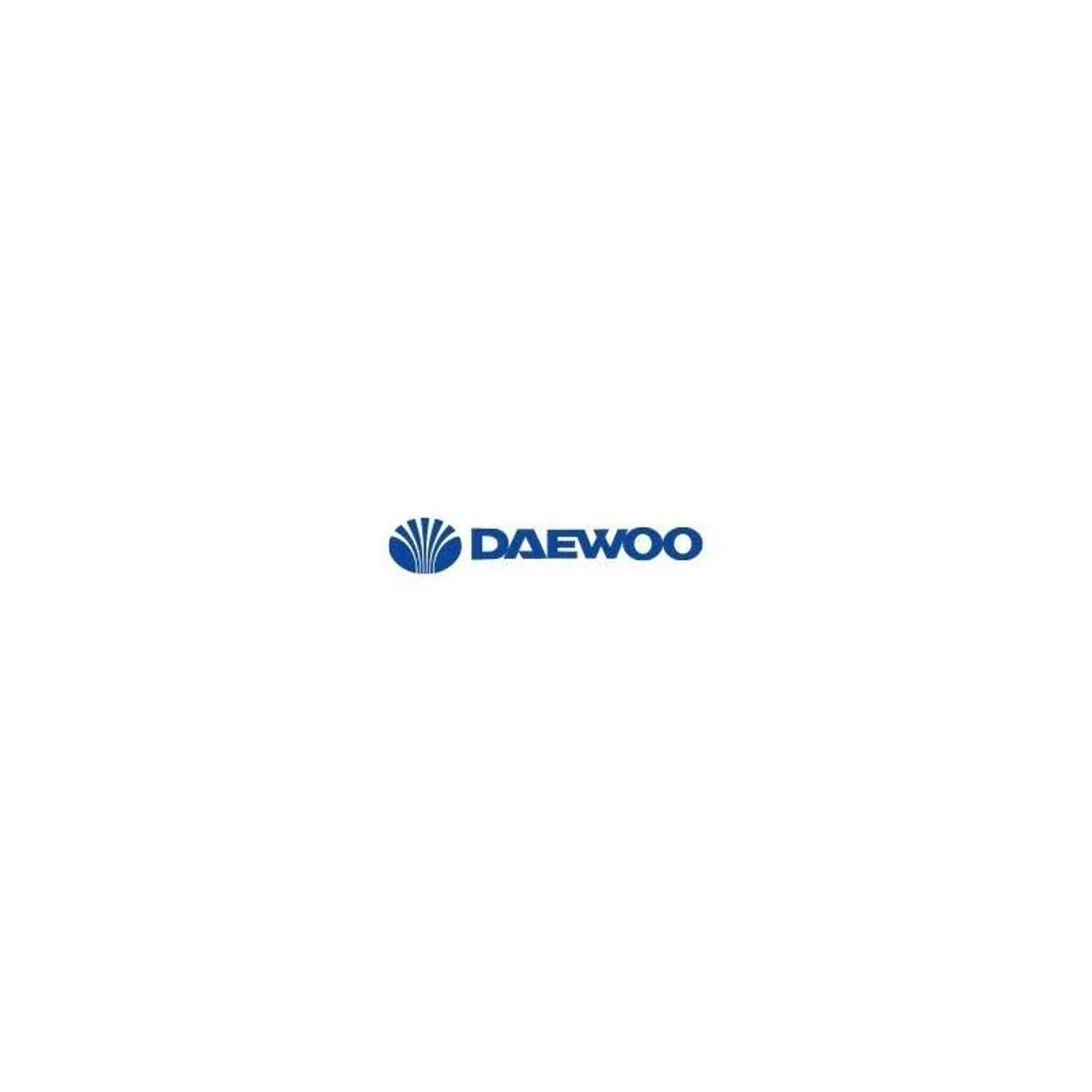 El logo de Daewoo con símbolo azul y texto sobre fondo blanco.