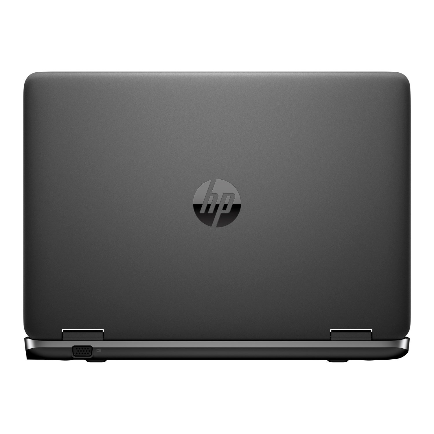 Ein geschlossener, dunkler HP Laptop mit dem HP Logo auf dem Deckel.