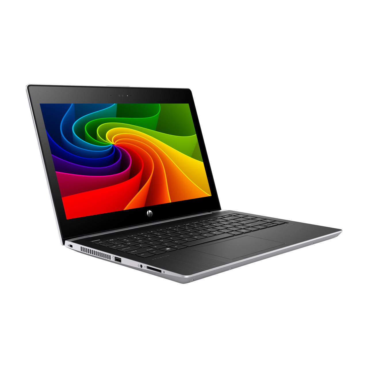 Ein geöffneter Laptop mit einem bunten, wirbelnden Muster auf dem Bildschirm.