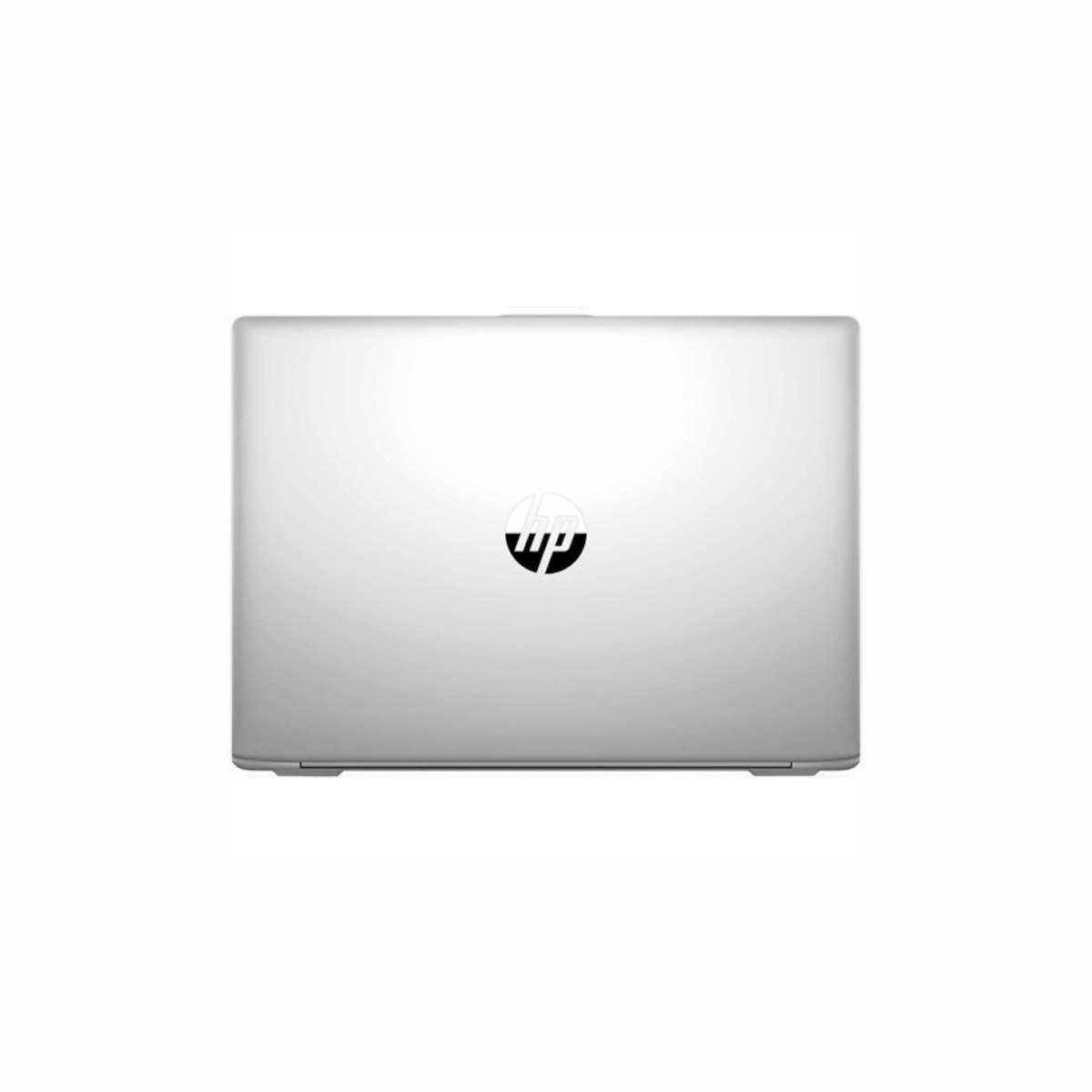 Ein geschlossener, silberner HP Laptop mit dem schwarzen HP-Logo auf dem Deckel.
