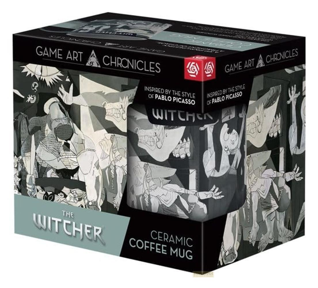 Pudełko kubka ceramicznego Wiedźmina w stylu Picassa. Game Art Chronicles.