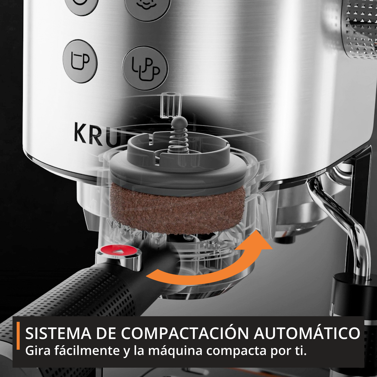 Macchina per espresso con pressino automatico e pulsante.