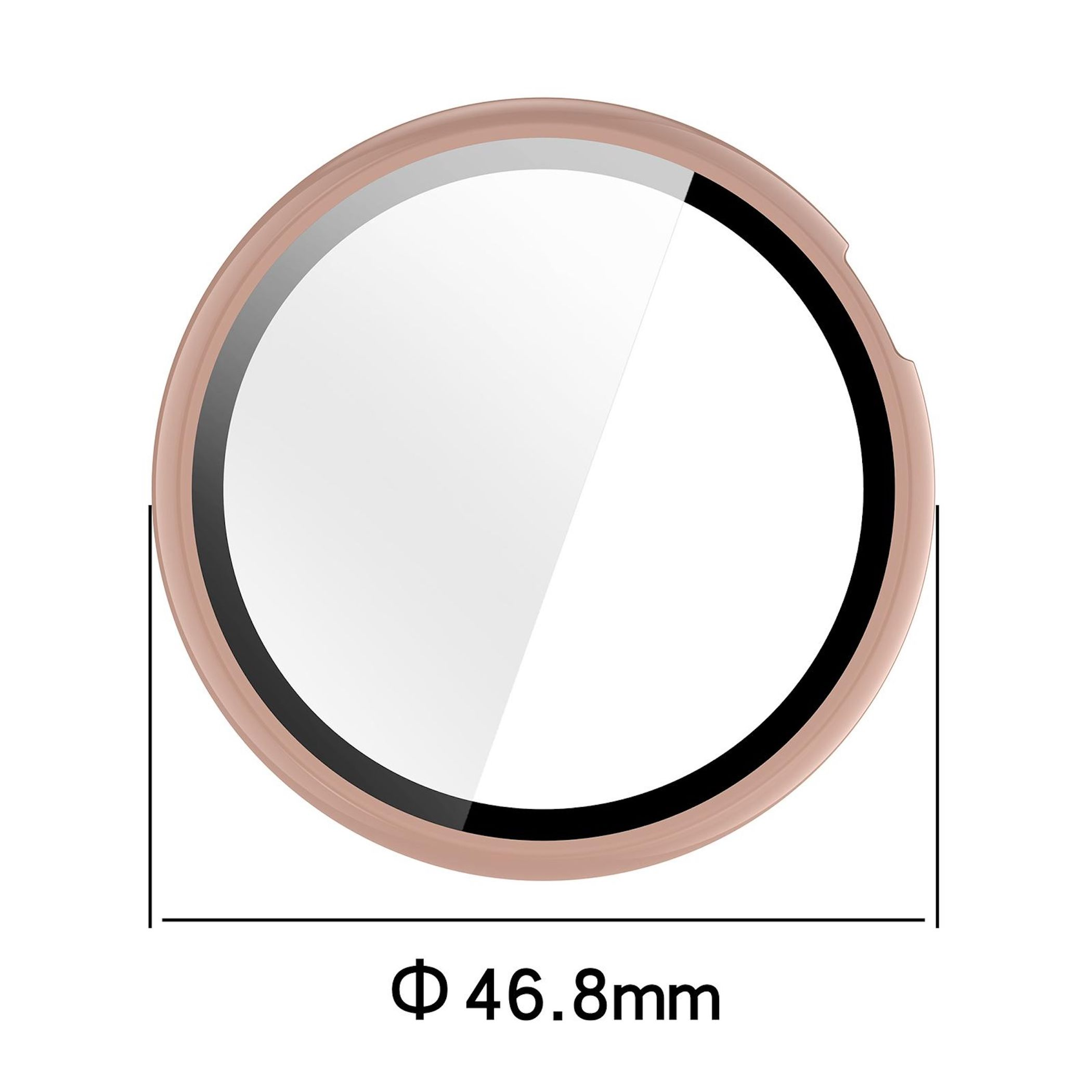 Una protezione schermo per orologio color oro rosa da 46,8 mm.