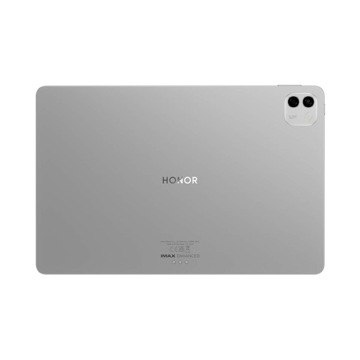 Silbernes Honor-Tablet mit zwei Kameras oben rechts und Honor-Logo in der Mitte.