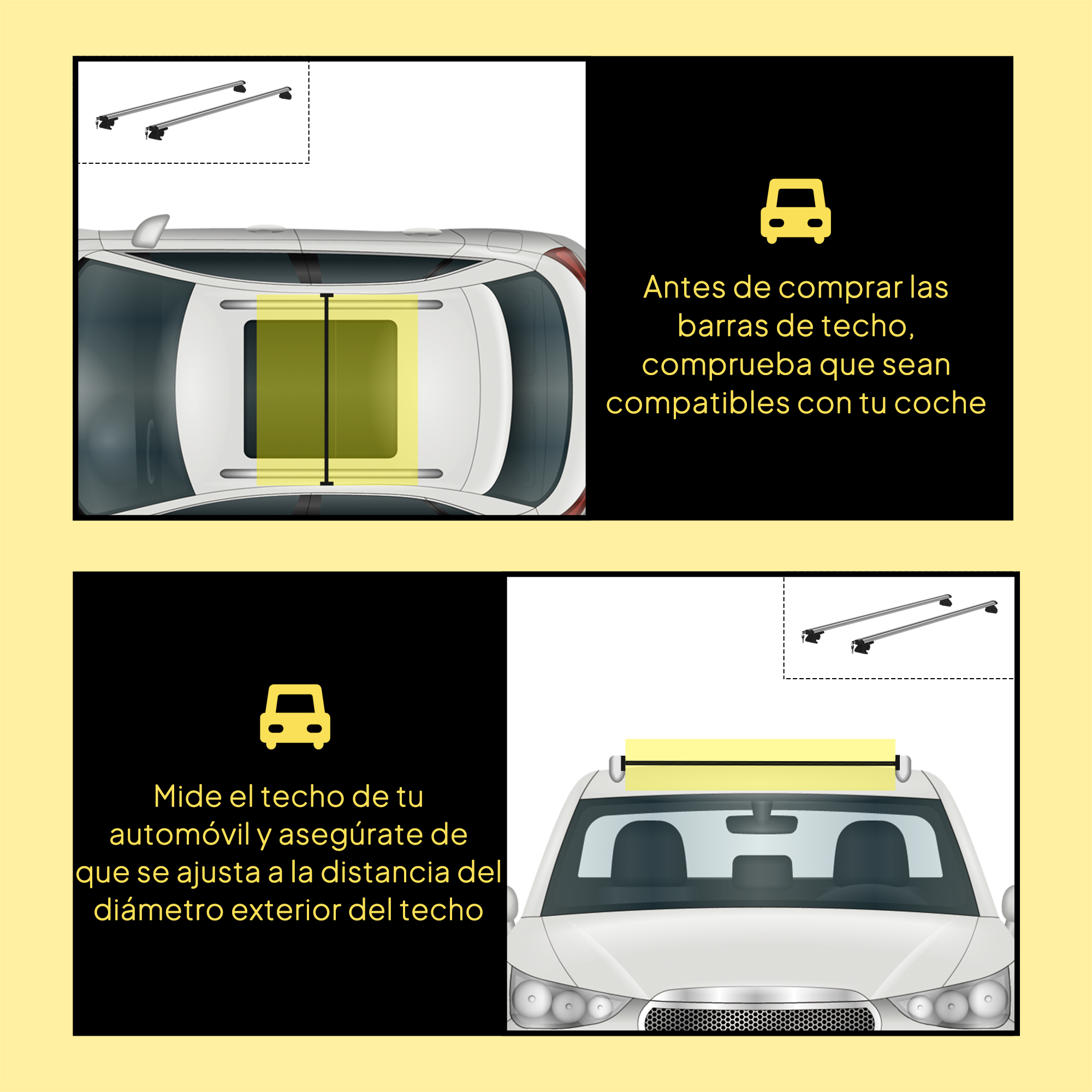 Guía de montaje de barras de techo: compruebe compatibilidad y mida dimensiones.