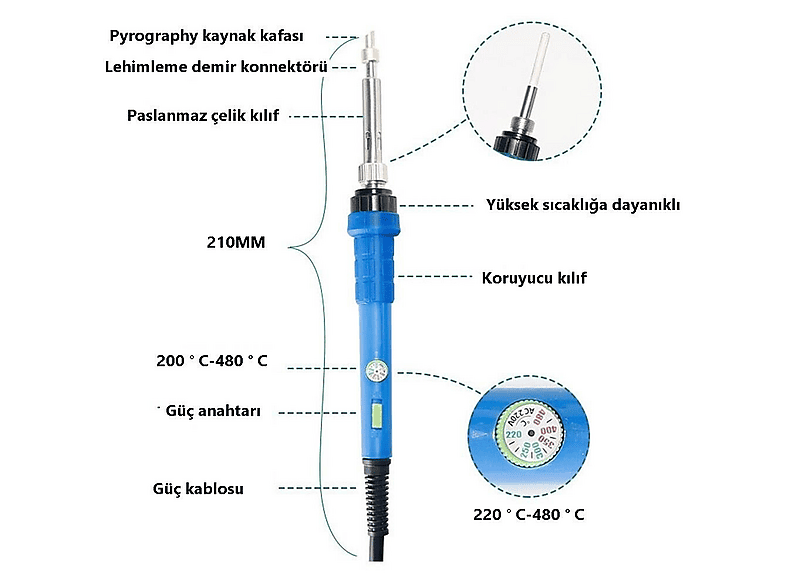 WELLHISE WH-947S+ 60 Watt Isı Ayarlı Kalem Havya Fiyat & Özellik