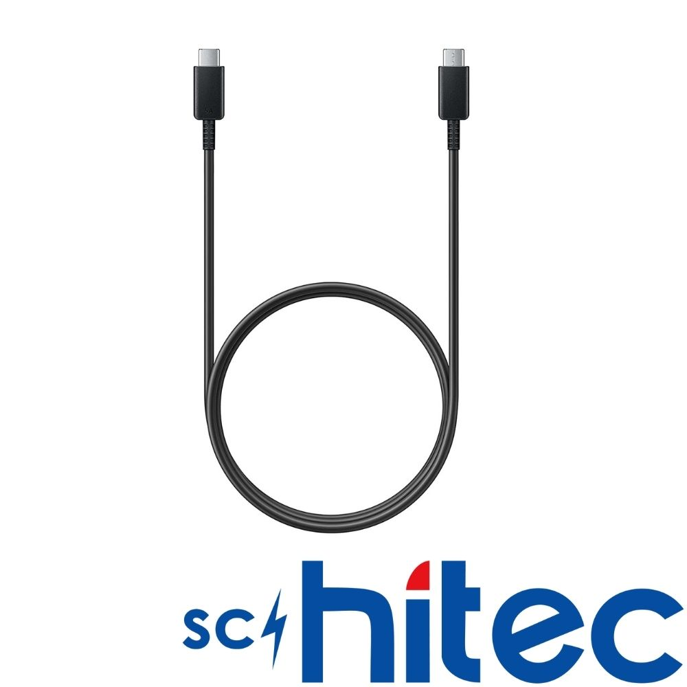 Her iki ucu yukarıyı gösteren siyah USB-C kablosu.