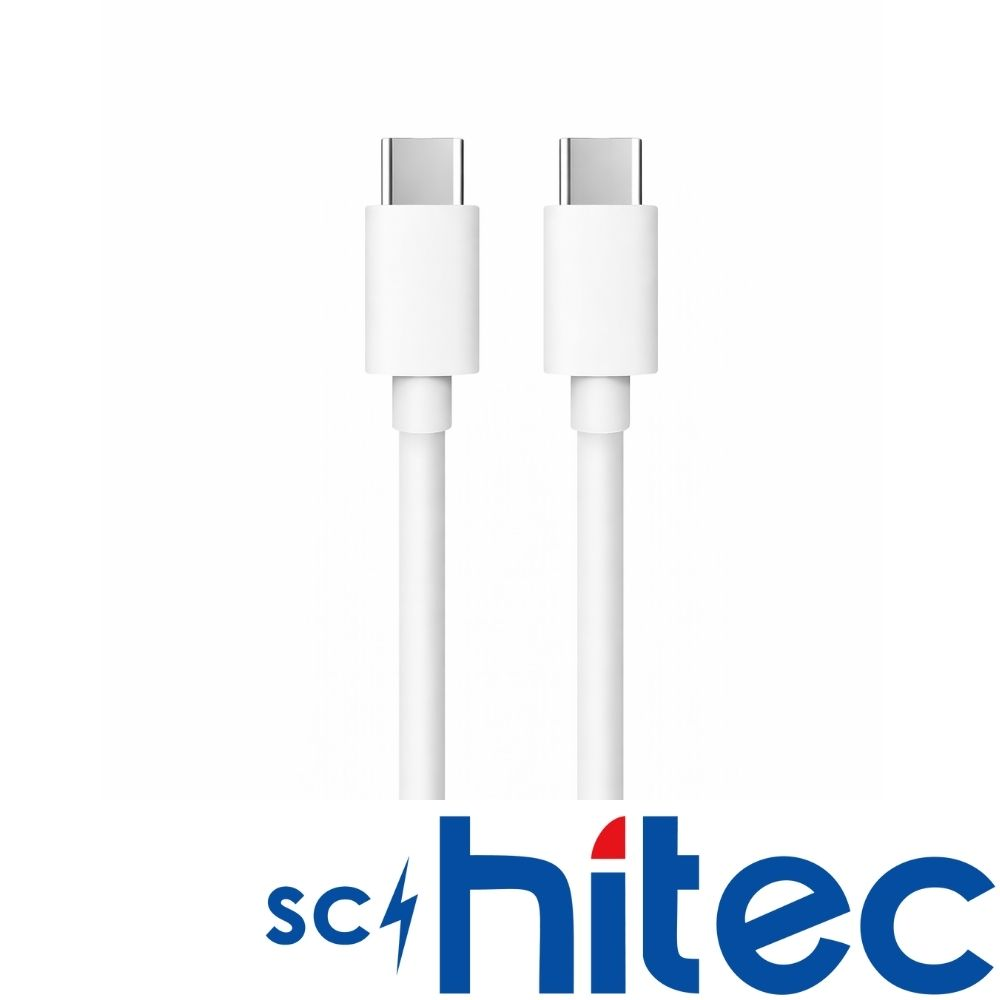 Beyaz arka plan üzerinde gümüş konektörlü iki beyaz USB-C kablosu.