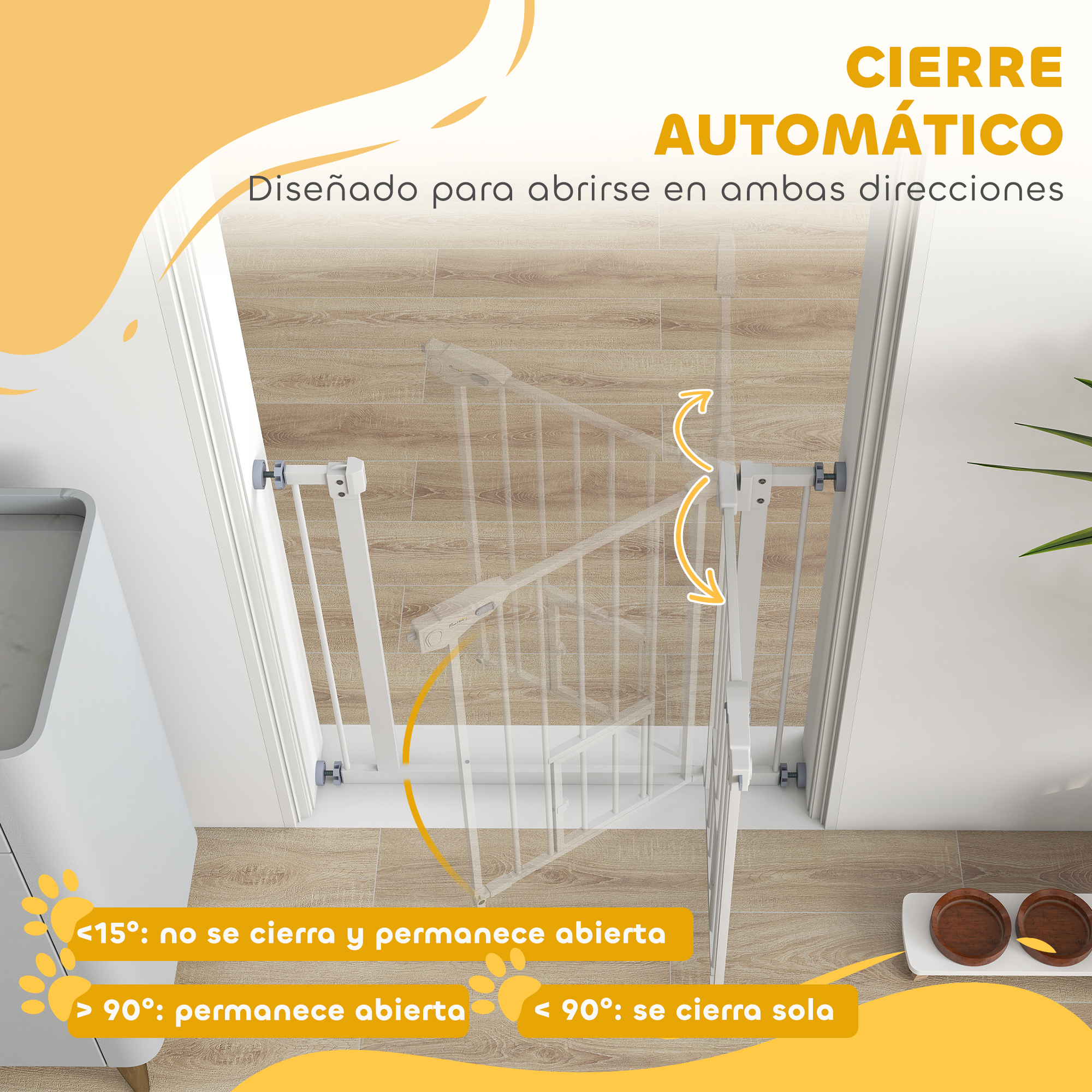 Una barrera de seguridad blanca se abre en ambas direcciones en un portal.