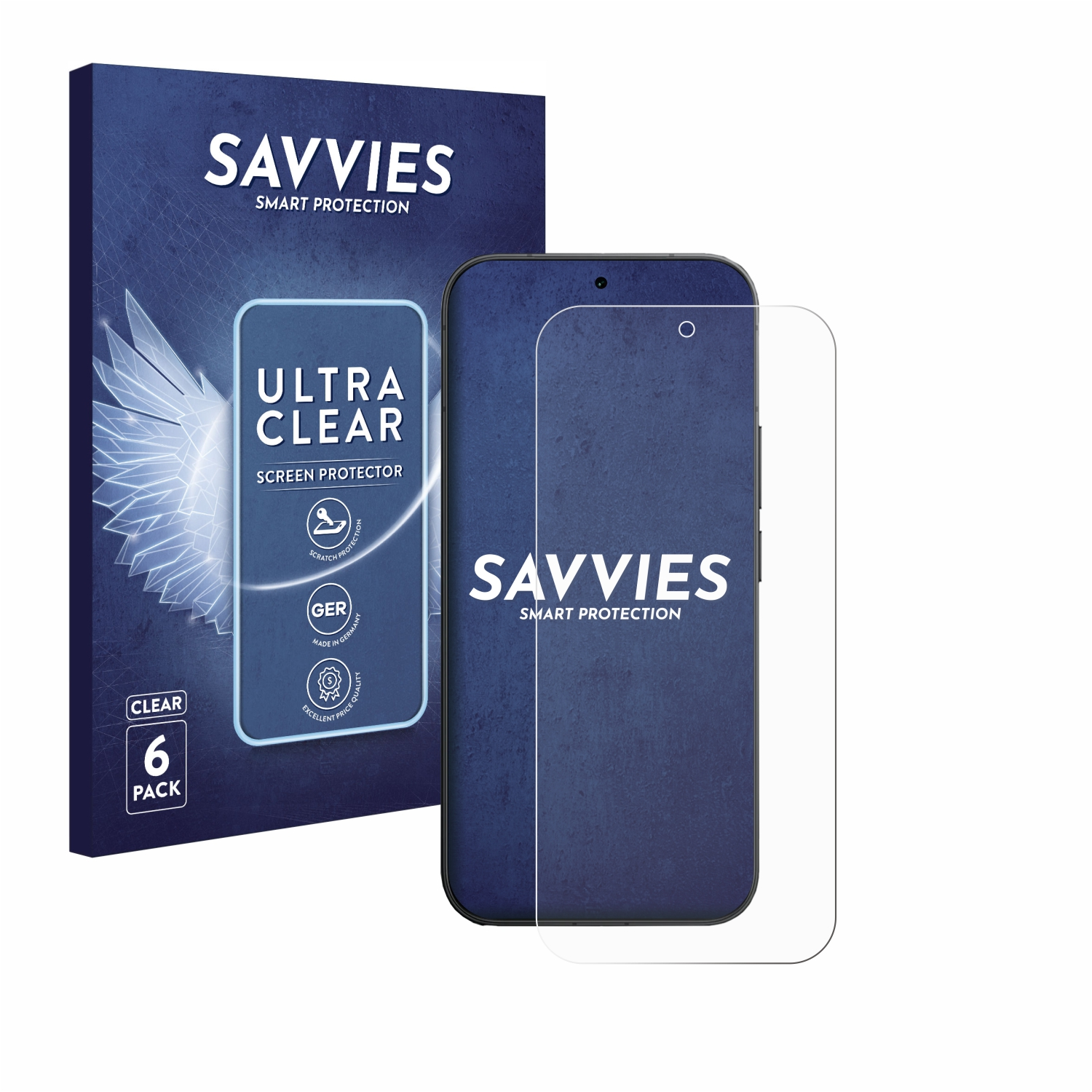 Savvies Displayschutzfolie, 6er Pack, Ultra Clear, kratzfest.