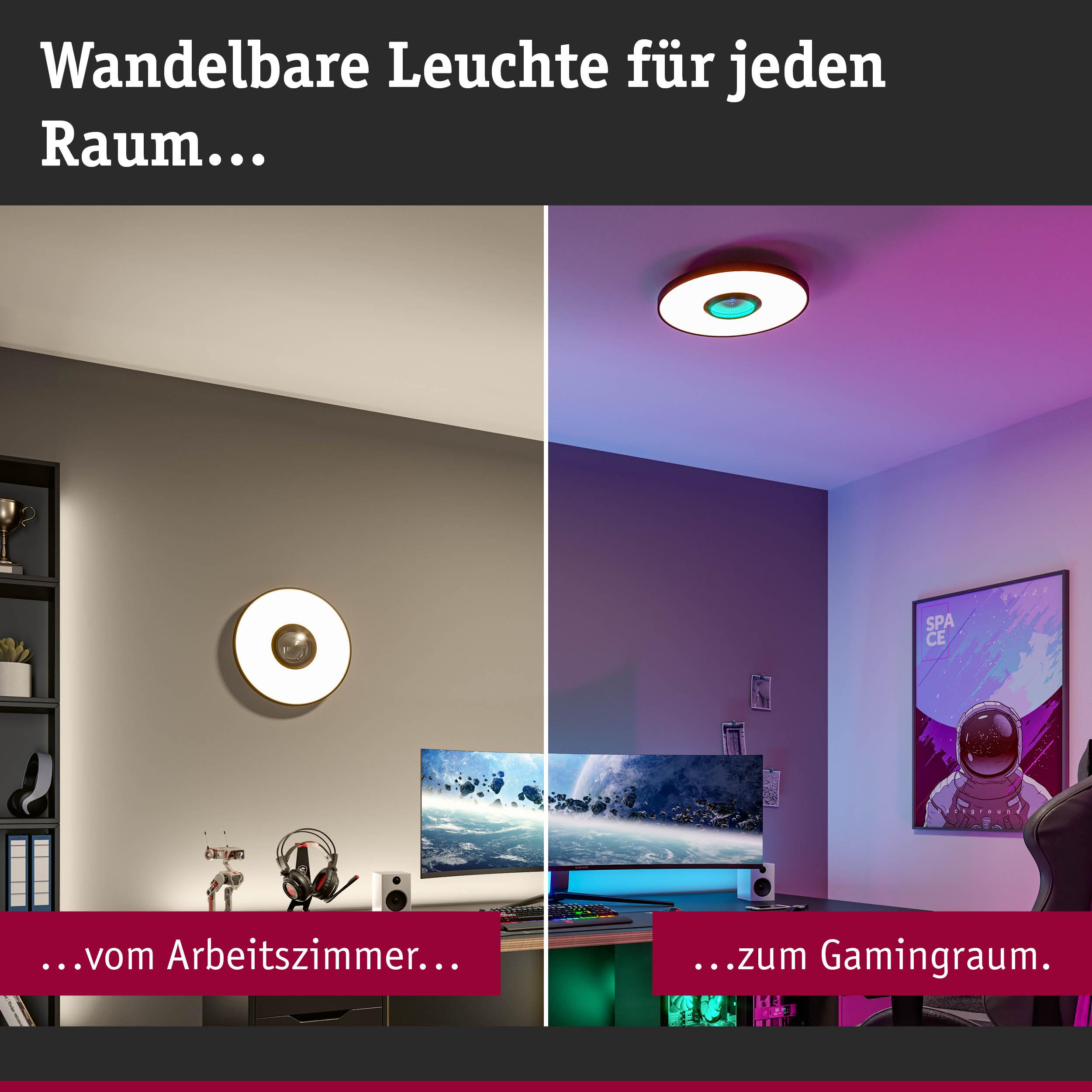 Eine Leuchte im Arbeitszimmer und im Gamingraum. Bunte Beleuchtung.